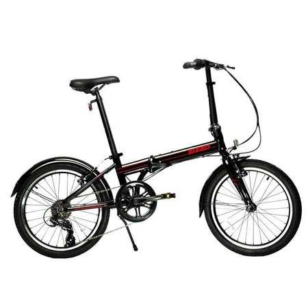 EUROMINI EuroMini 16011 Zizzo Via 26 lbs Lightweight Aluminum Frame Shimano 7-Speed Folding Bike; Black - 20 in. 16011